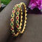 Kempu Ruby And Emerald Drop Design Kundan Bangles