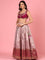 Magenta silk embroidered Three piece ghagra set
