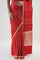 Cardinals Red Satin Banarasi Stripe Saree