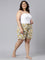 Women Printed Yellow Cotton Knit Lounge Shorts