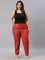 Women Solid Rust Comfort Fit Cotton Pants