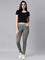 Women Grey Stripe Printed Jeggings