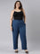 Women Solid Turquoise Blue Mid Rise Casual Rib Pants