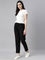 Women Black Solid Mid Rise Metallic Pants