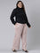 Women Solid Baby Pink Ponte Wide Leg Pants