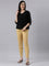 Women Solid Golden Yellow Mid Rise Cotton Pants