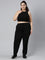 Women Solid Black Mid Rise Track Pant