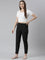 Women Solid Black Mid Rise Linen Ikat Pencil Pants