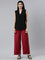 Women Light Maroon Solid Linen Palazzos