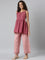 Women Solid Baby Pink Mid Rise Linen Wide Pant