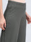 Olive Green Drop Needle Fabric Rib Palazzo