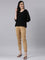 Women Solid Wheat Cotton Pencil Pant