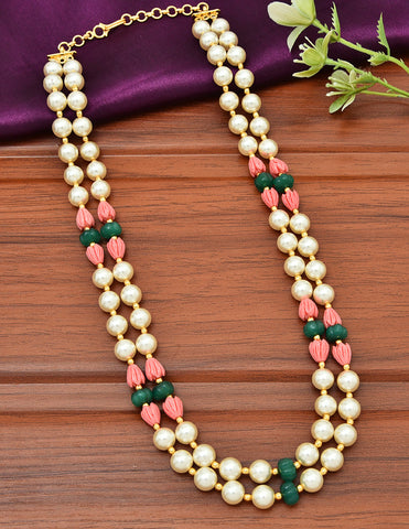 Designer 2-Lines Pearls and Tulip Beads Mala