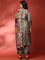 Grey Kalamkari Silk A-line three piece suit set