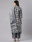 Grey Muslin Printed A-Line Three Piece Set