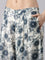 Navy Blue Muslin Printed A-Line Three Piece Set