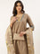 Beige Modal Silk Three Piece Suit Set