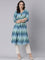 Blue cotton ikat printed kurta