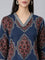 Neerus Blue Printed Straight Kurta and Trousers