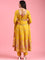 Mustard Cotton Embroidery Anarkali Three Piece Suit Set