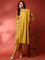 Muslin Mustard Resham embroidered three piece suit set