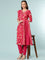 Magenta Dola Silk Digital Print Three Piece Set