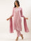 Baby Pink Modal Silk Embroidery Three Piece Suit Set
