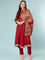 Maroon Dola Silk Three Piece Set