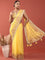 Lemon Crepe Embroidery Saree With Readymade Blouse