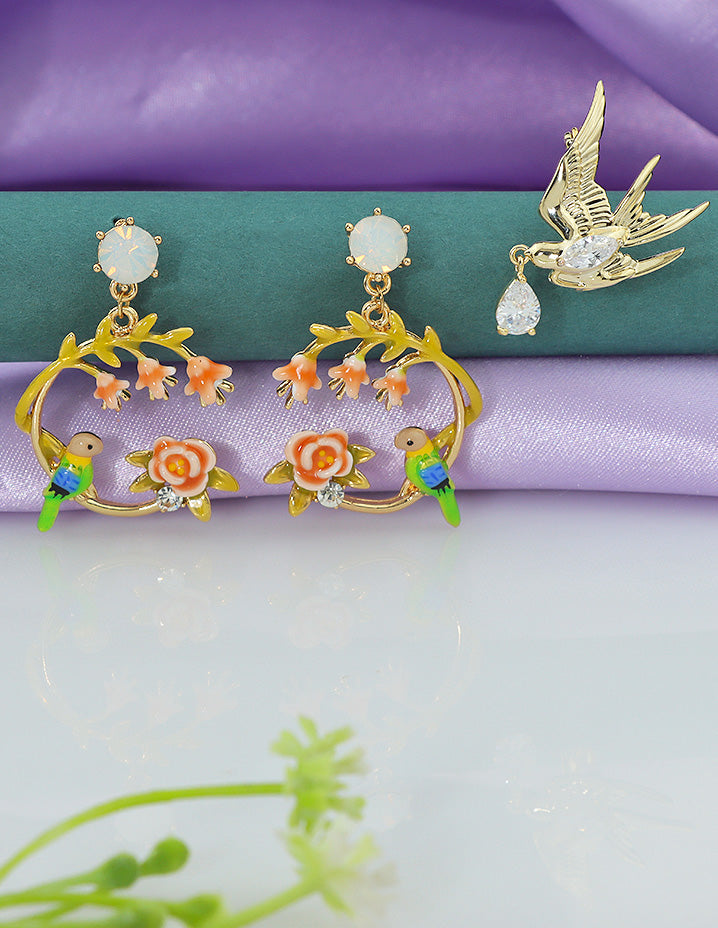 Designer Ceramic Earrings and Brooch Combo