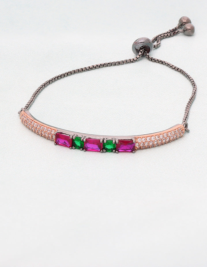 Designer BlackRose Polish Zirconia Chain Bracelet