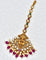 Antique Zirconia Stone Maang Tikka With Ruby Beads