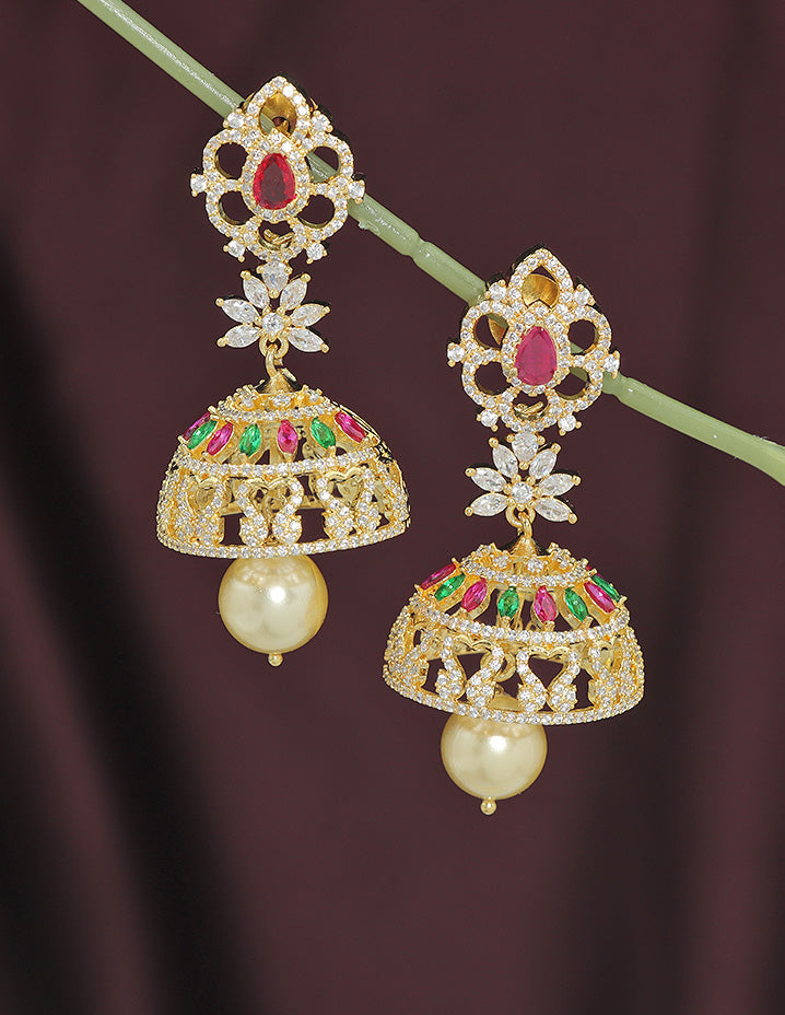 Designer Zirconia Jhumka Earrings