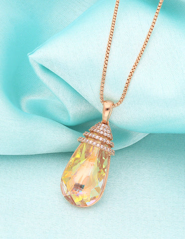 Swarovski Yellow and White Crystal Chain Pendant