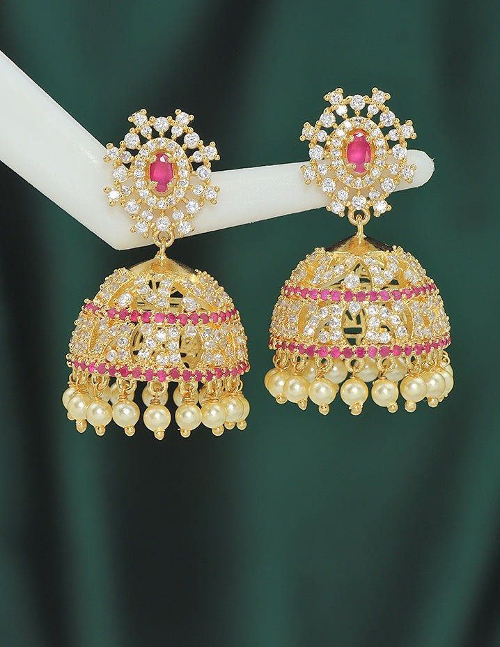 Designer Zirconia Jhumka Earrings