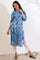 Blue Shibori Printed Dori Embroidered Rayon Twill Straight Kurta