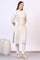 Beige Striped Rayon Flax Straight Kurta