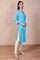 Blue Embroidered Straight Rayon Kurta