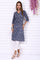 Blue Batik Printed Pure Cotton Straight Casual Kurta