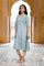 Blue Embroidered A-Line Viscose Kurta