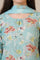 Blue Floral Printed Cotton Blend Straight Kurta, Palazzos and Dupatta Set