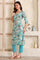 Blue Digital Printed Thread Embroidered Straight Modal Kurta, Palazzo and Dupatta Set