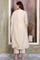 Beige Foil Printed Sequinned A-Line Kurta, Pant and Stole Set