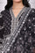 Black Abstract Printed Hand Work Flared Kurta, Leggings and Dupatta Set