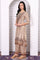 Beige Abstract Printed Beaded Cotton Straight Kurta, Palazzo and Dupatta Set