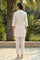 Beige Embroidered Lace Trim Cotton Blend A-line Top with Palazzo Co-ord Set