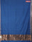 Bengal soft cotton saree cs blue with plain body and zari woven piping border