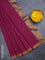 Bengal soft cotton saree magenta pink with plain body and zari woven piping border