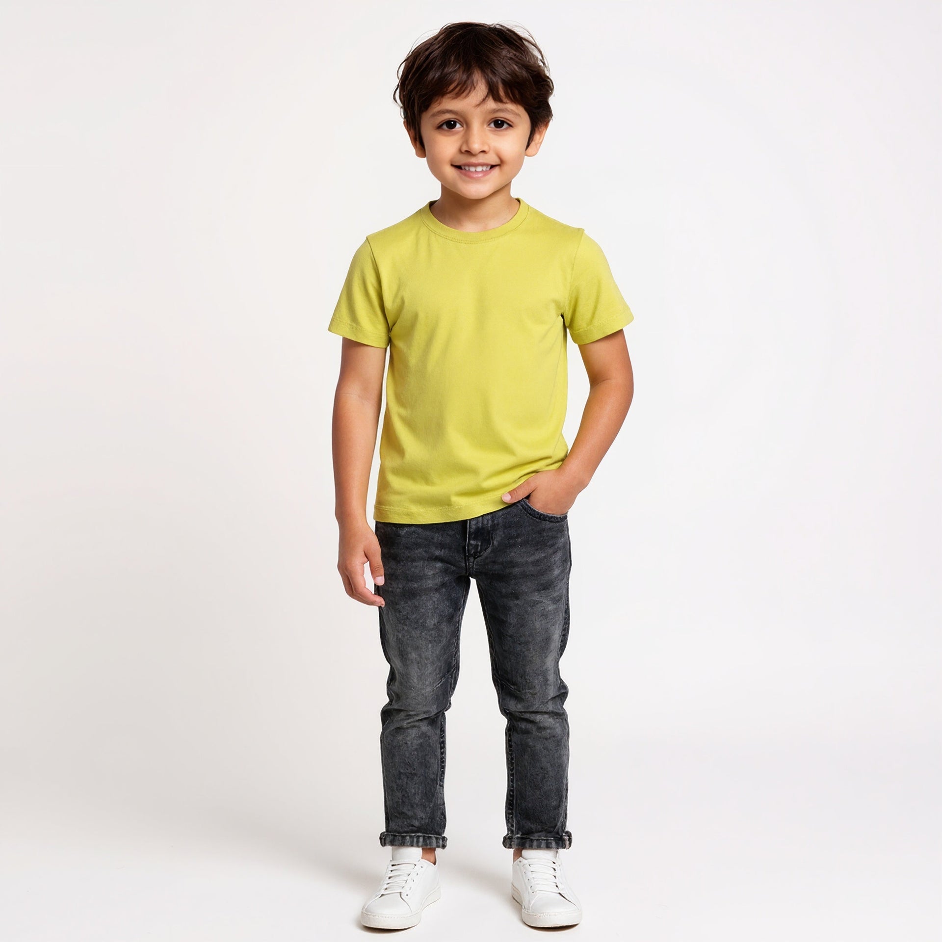 Boys Slim Fit Casual Denim With Crackel Effect