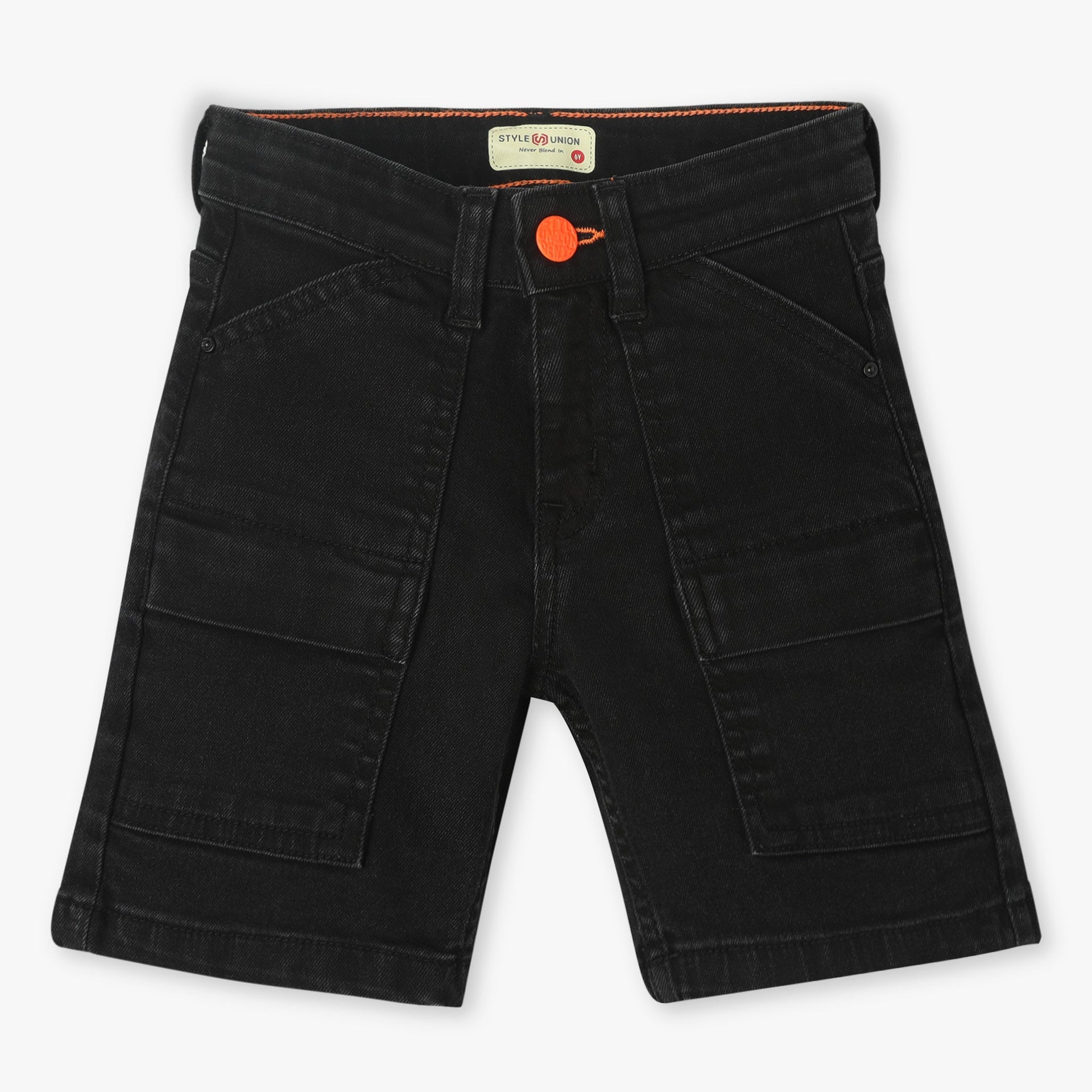 Casual Below Knee Length Stretchable Denim Shorts with Flap Pocket